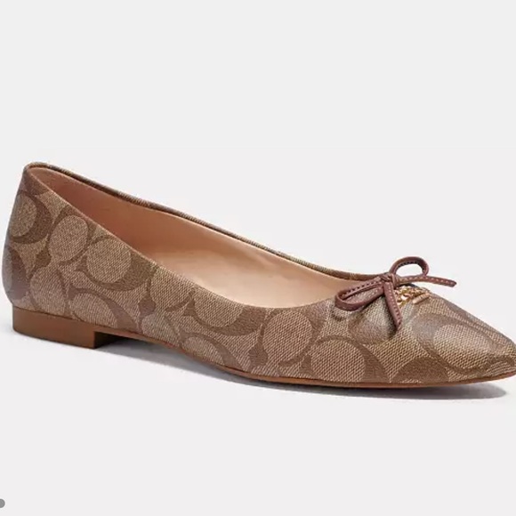 Coach ANNABEL BALLET COACH C2913 KHAKI/SADDLE 6 Flats - Picture 1 of 10